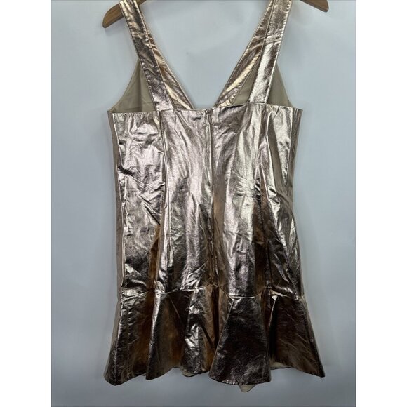 Anthropologie Mare Mare Metallic Rose Gold V-Neck Dress Size Medium NWT - Picture 7 of 11
